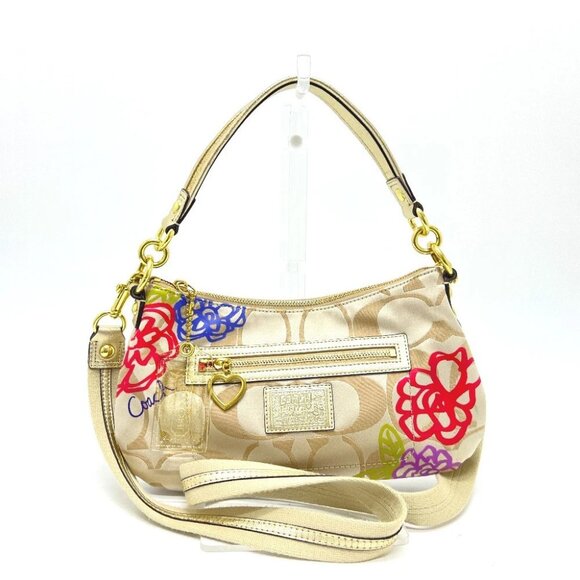 COACH F20761 Poppy Daisy Floral Applique Signature Crossbody Bag Shoulder Bag - Picture 1 of 16